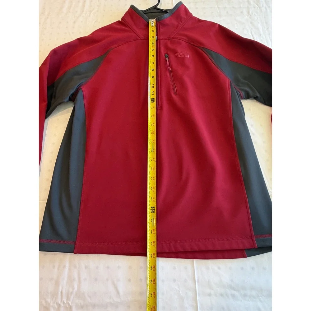 The North Face Mens Large Red Charcoal‎ Grey 1/4 Zip Fleece Pullover Jacket L